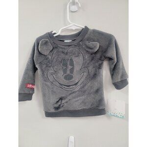Disney Baby Mickey Mouse Fleece Sweatshirt 6-9M Long Sleeve Gray